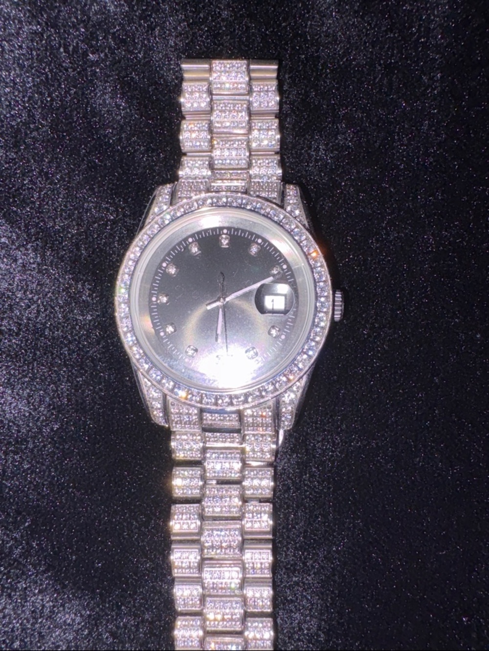 Silver Tone Crystal-Accented Wristwatch